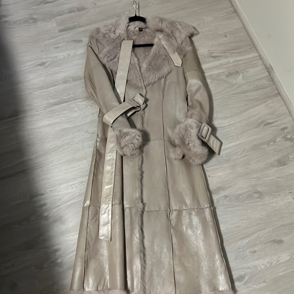 BNWT Bebe Leather and rabbit fur coat